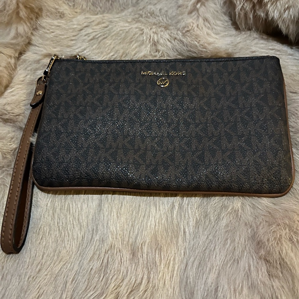 Michael Kors Black and Brown Wristlet